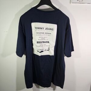 RARE Vintage 90's Tommy Hilfiger Tommy Jeans Aviator Denim Navy Graphic T-Shirt!